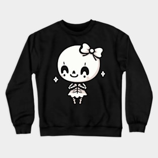 Cute Happy Skeleton Girl with a Bow | Halloween Design in Kawaii Style Crewneck Sweatshirt